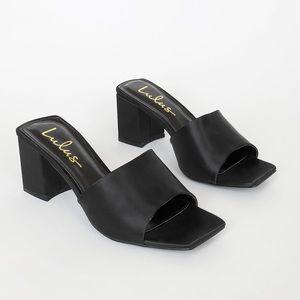 Black Heeled Mules